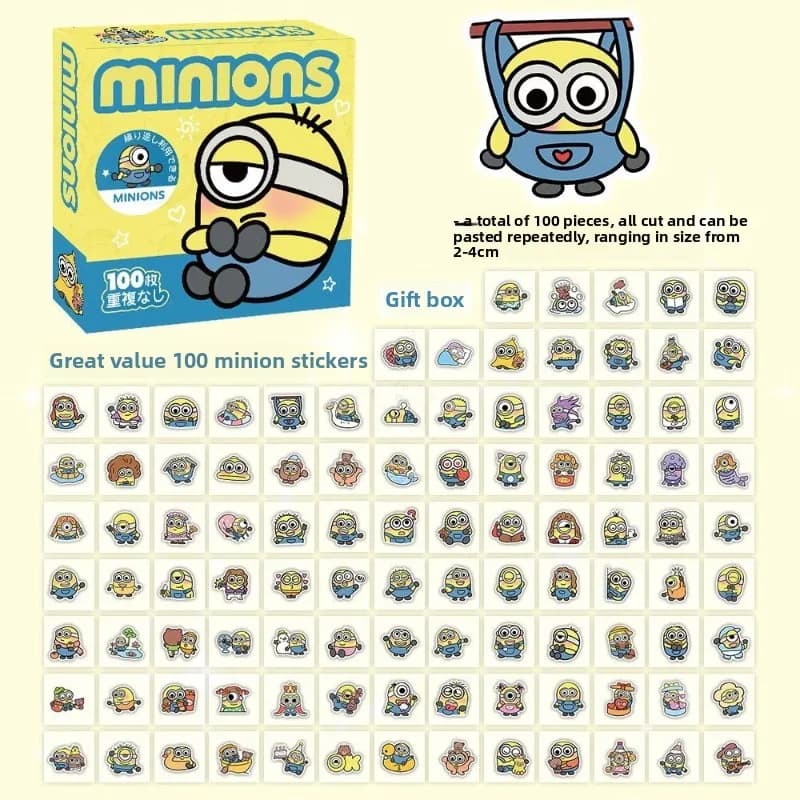 Minions movie animation cartoon cute 100pcs stickers fun emoji stickers student DIY decoration waterproof stickers wholesale