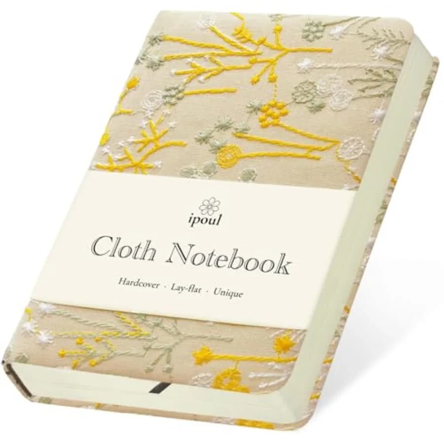 Embroidered Pocket Notebook for Women, A6 Mini Cloth Journal, Hardcover, 264 Pages, 4x6 Small Lined Notebook and Sketchbook, Be