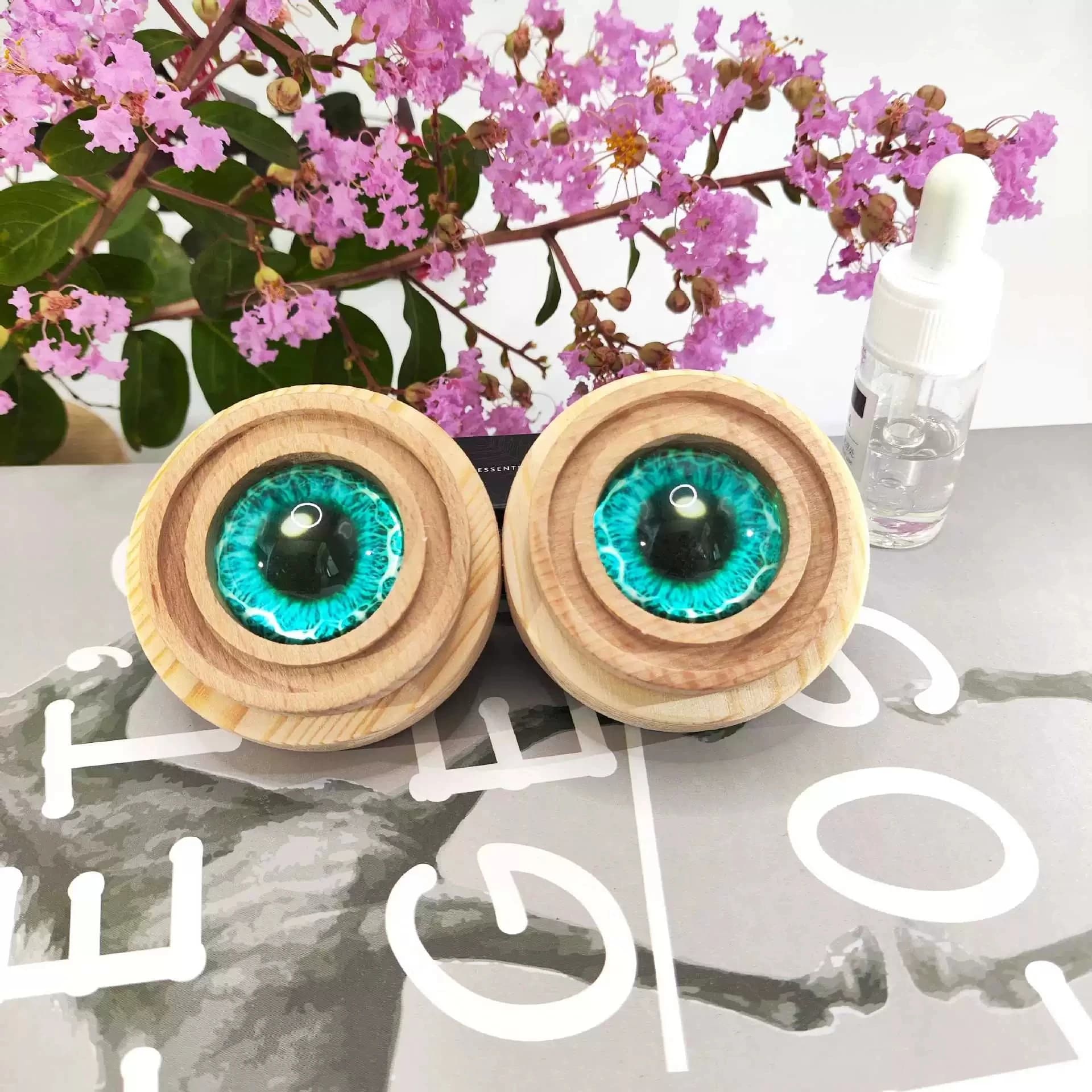 2 Pezzi Diffusore a Forma di Occhio di Rana/Occhio di Serpente/Globo in Legno - Diffusore di Oli Essenziali Senza Fiamma per Aromaterapia, Decorazione Casa e Ufficio