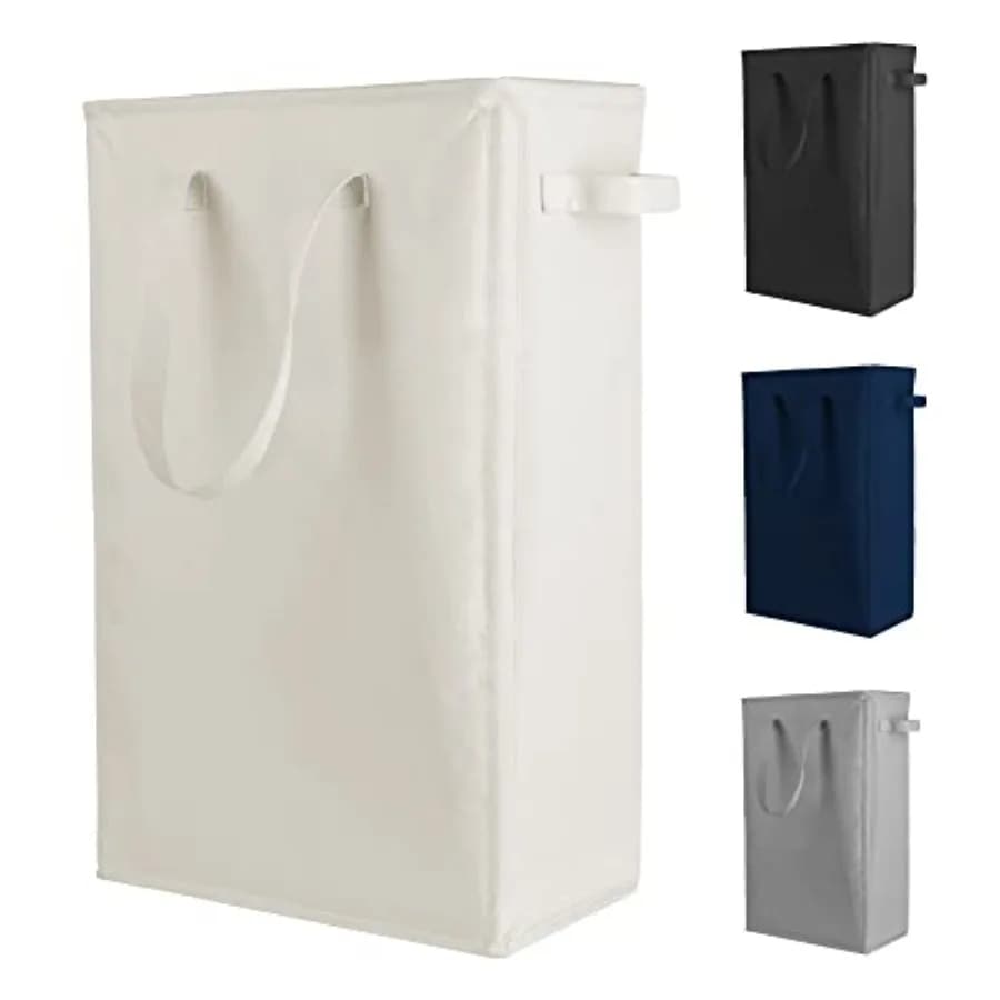 Cesto per Bucato Sottile con Manici, Cesto Pieghevole per Vestiti Sporchi, Sacco per Bucato Stretto e Richiudibile, 45L