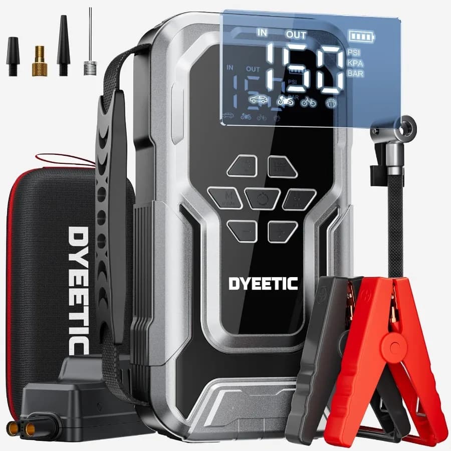 Avviatore portatile per auto con compressore d'aria 7000A 150PSI per batteria di veicoli di emergenza Boost e gonfiaggio dei pneumatici 12V Compact J
