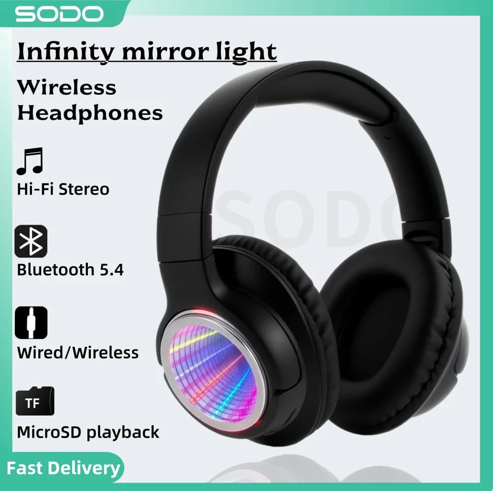 SODO SD1161 Bluetooth Headphones Abyss Light Stereo Foldable Wireless Headset with TF Card Support Portable Over-Ear Earphones