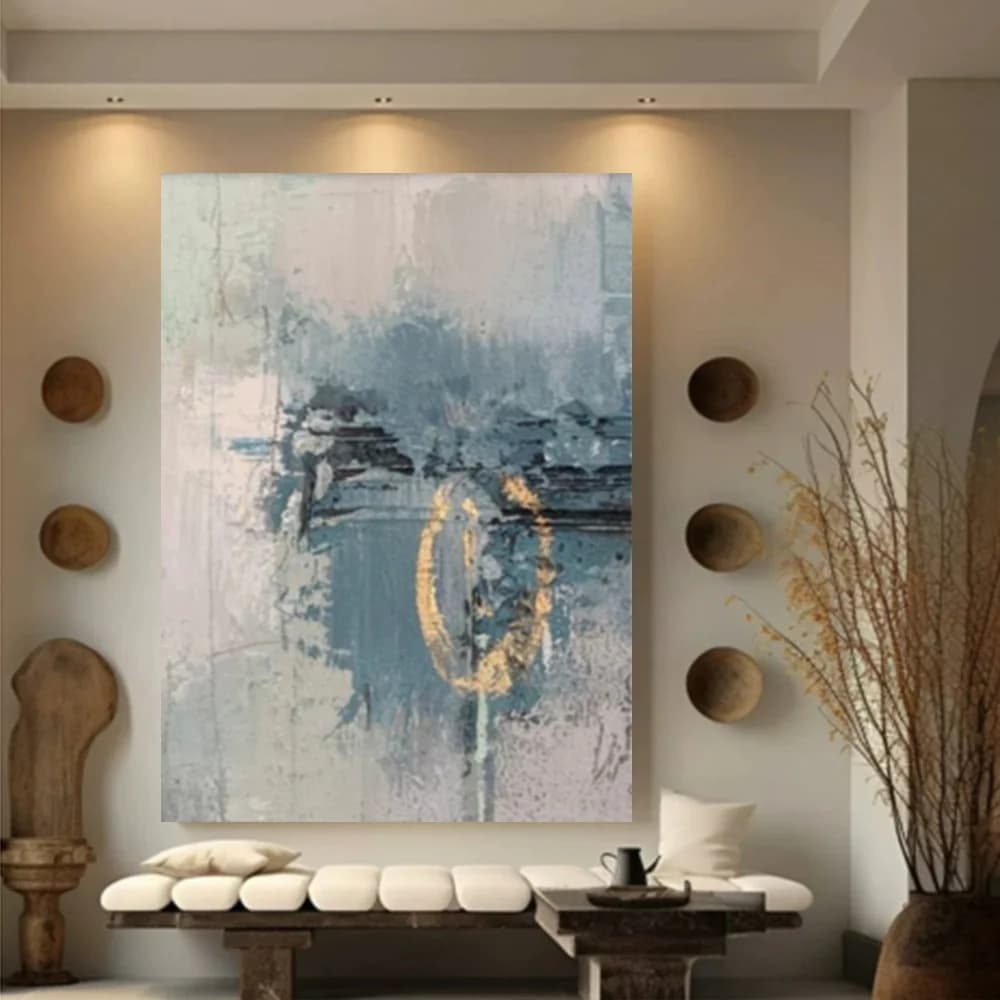 100% hand drawn blue abstract oil painting original wall painting home living room decoration paint interior aesthetics