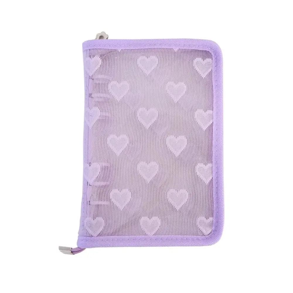 Lace Heart Decoration Ring Binder Album Glitter Cover Sewn Zipper Closure Photo Collection Book A5 Size Diary Planner Notebook