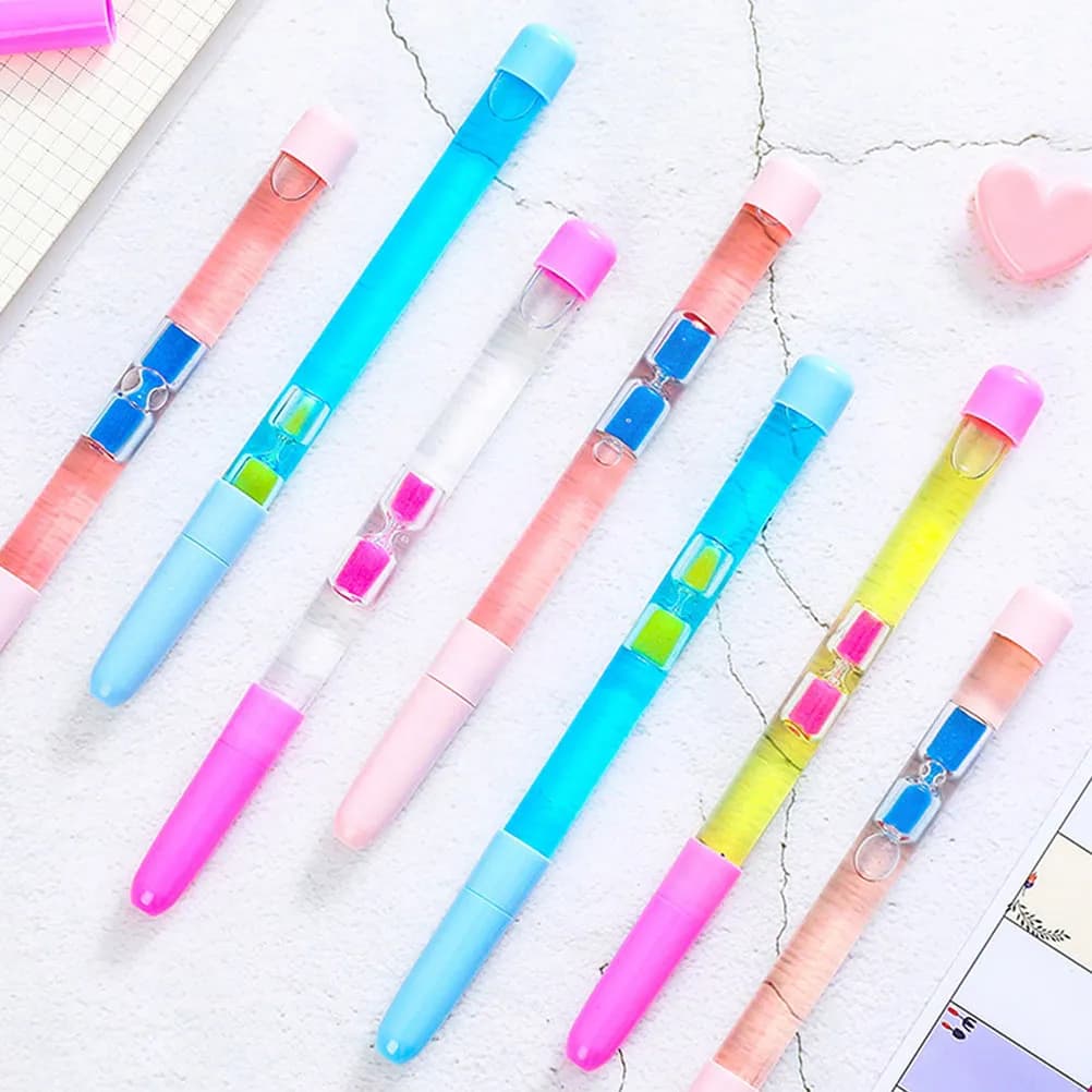Set di 8 Penne Gel Effetto Sabbie Mobili a Forma di Bacchetta Magica, Carine e Divertenti, per Studenti e Ufficio, Accessorio Portatile per Spettacoli