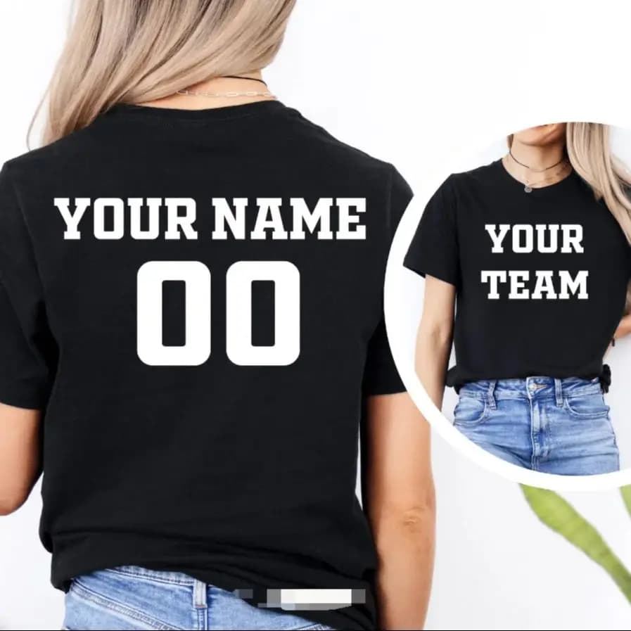 Maglietta Personalizzata per Squadre Sportive con Nome, Numero, Logo e Immagine Personalizzati, Manica Corta, Regalo Sportivo Fai-da-Te, T-Shirt con Testo e Numero Personalizzati