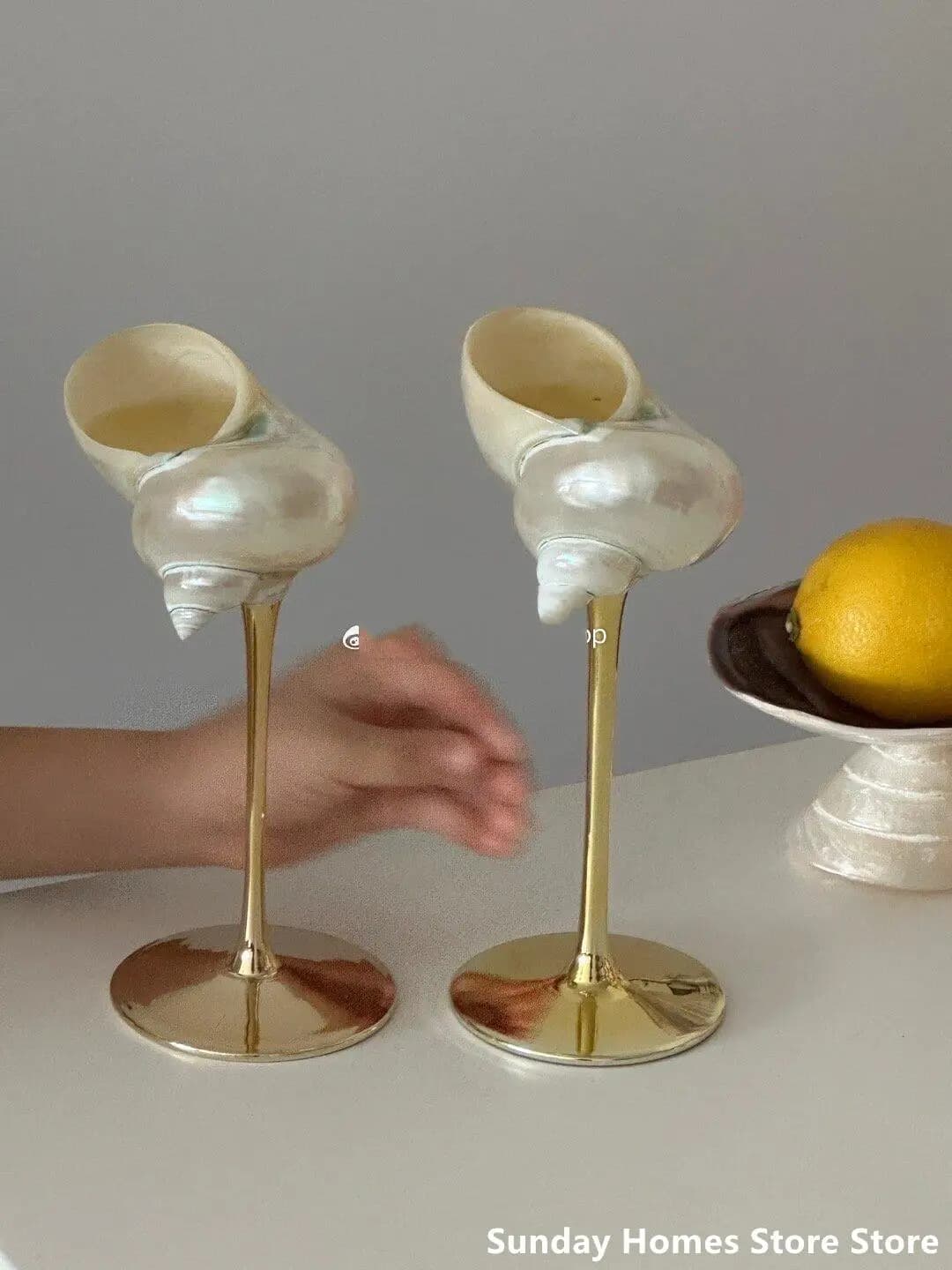 Fatto a mano conchiglia naturale bicchiere da vino Champagne Cocktail Twisted Cup Pole Wine Cup Barware Table Decor vetro borosilicato