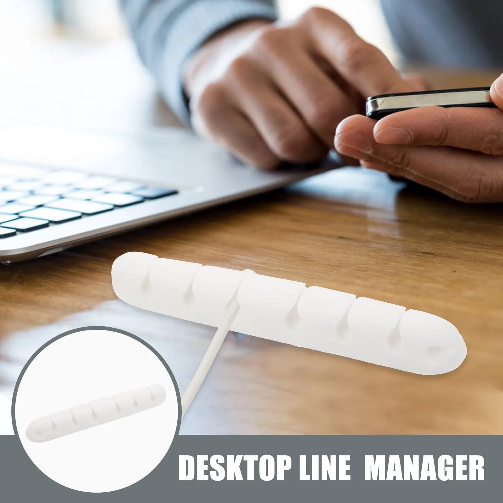 2 Pezzi Organizzatore Cavi da Scrivania con Doppio Slot, in Silicone, per Gestione Cavi USB, Clip Adesive per Fili