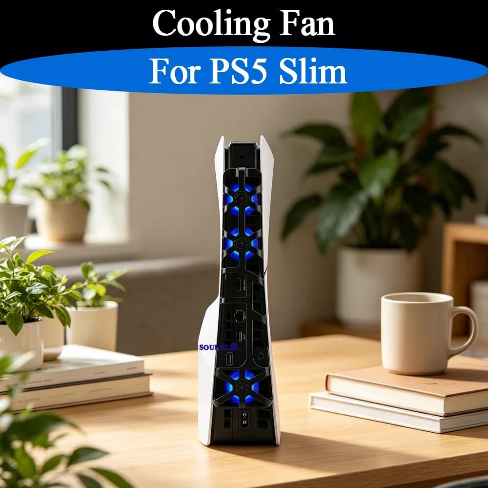 Nuovo sistema di raffreddamento per PS5, ventola di ricambio per il raffreddamento posteriore della PS5 Slim con luce LED, accessorio per PS5 Slim, nero/bianco