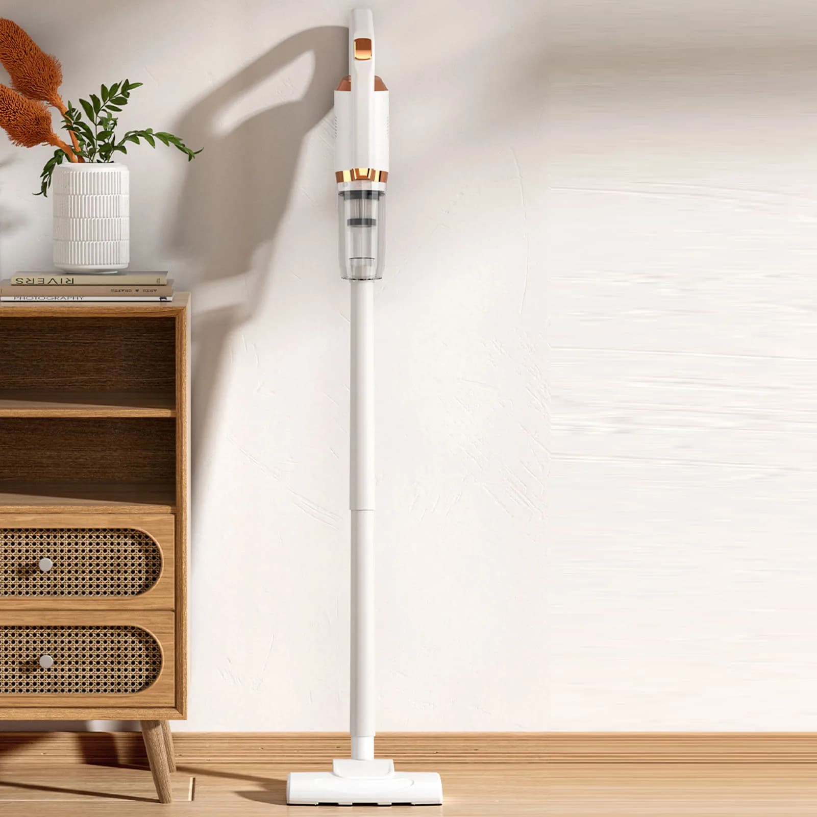 Cordless Vacuum Cleaner 2 in 1 Quiet Rechargeable Handheld Powerful Upright Stick Vacuum Cleaner with Floor Brush for Home