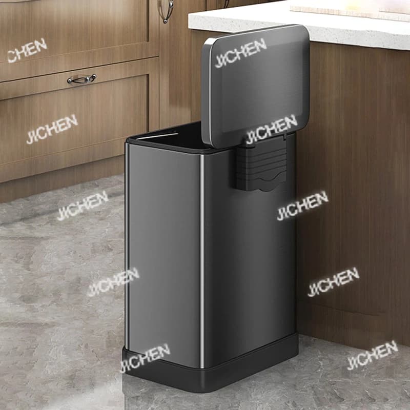 Jc Minimalismo Bidoni per rifiuti Cucina domestica Pattumiera per bagno con coperchio Cestino per rifiuti antiodore Bidoni per rifiuti in metallo moderno nordico