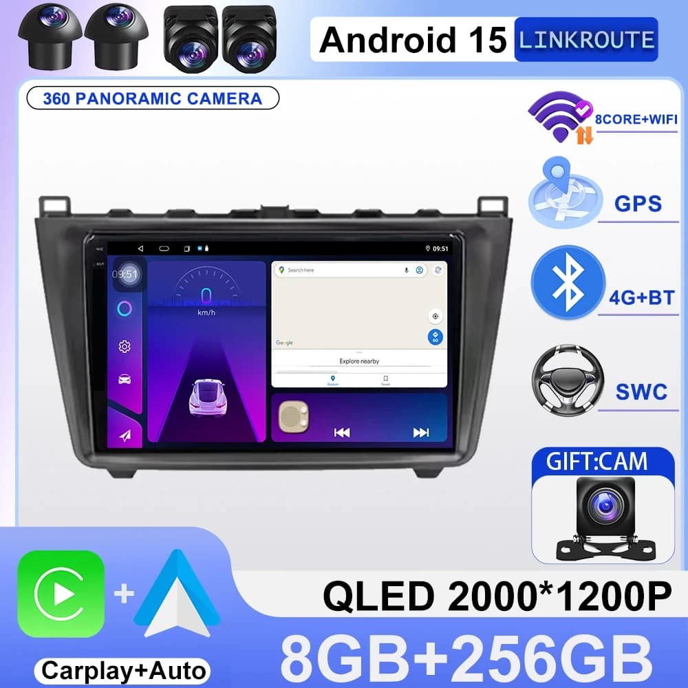 Android 15 Per Mazda 6 GH 2008-2012 Auto GPS Radio Multimediale Video DSP Supporto 4G WIFI LTE Supporto BOSE Soundsport Audio Libero