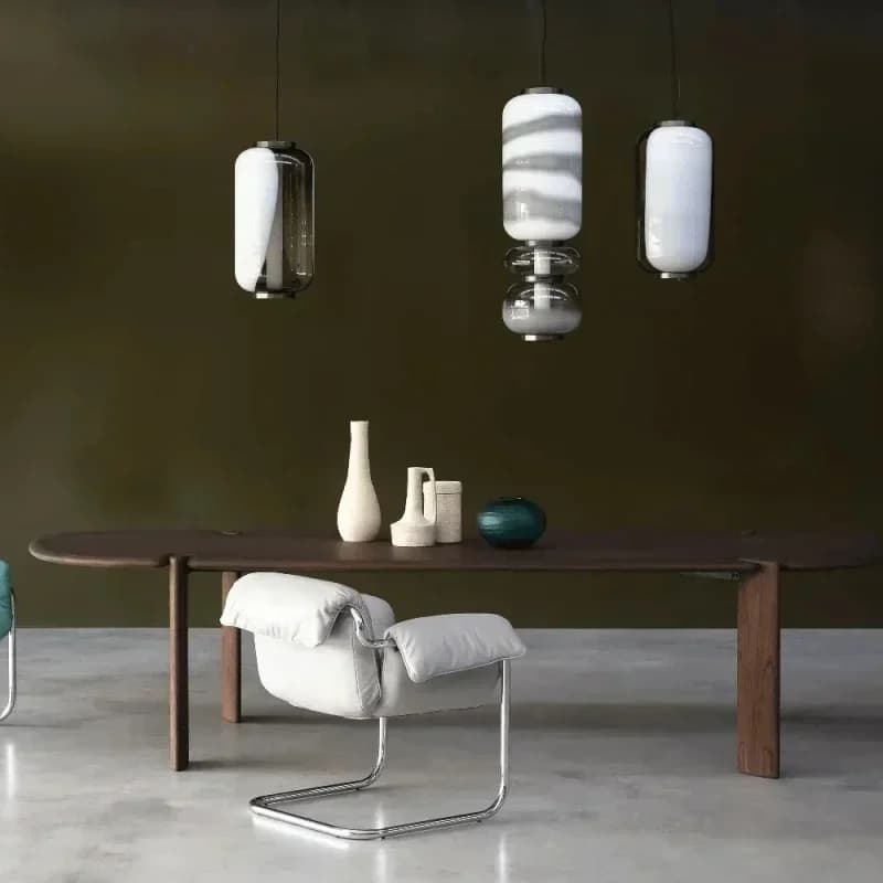 2026 Italia Creativo Fumo Vetro bianco LED Lampadario Camera da letto Studio Hotel Scrivania Luce Soggiorno Divano Atmosfera Art Decor Pavimento
