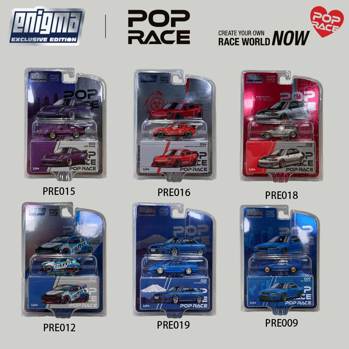 Disponibile e pronto per la spedizione: Pop Race x Enigma Edizione Esclusiva 1:64 Porsche 997 RWB Viola Modellino Auto in Metallo Pressofuso