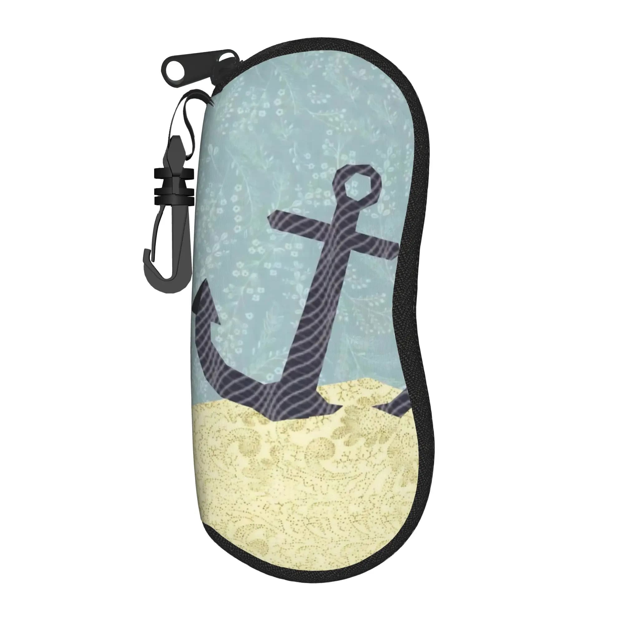 Custodia per Occhiali a Forma di Ancora Nautica, Porta Occhiali da Sole Portatile, Astuccio Tascabile per Uomo e Donna, Borsa Trendy per Occhiali