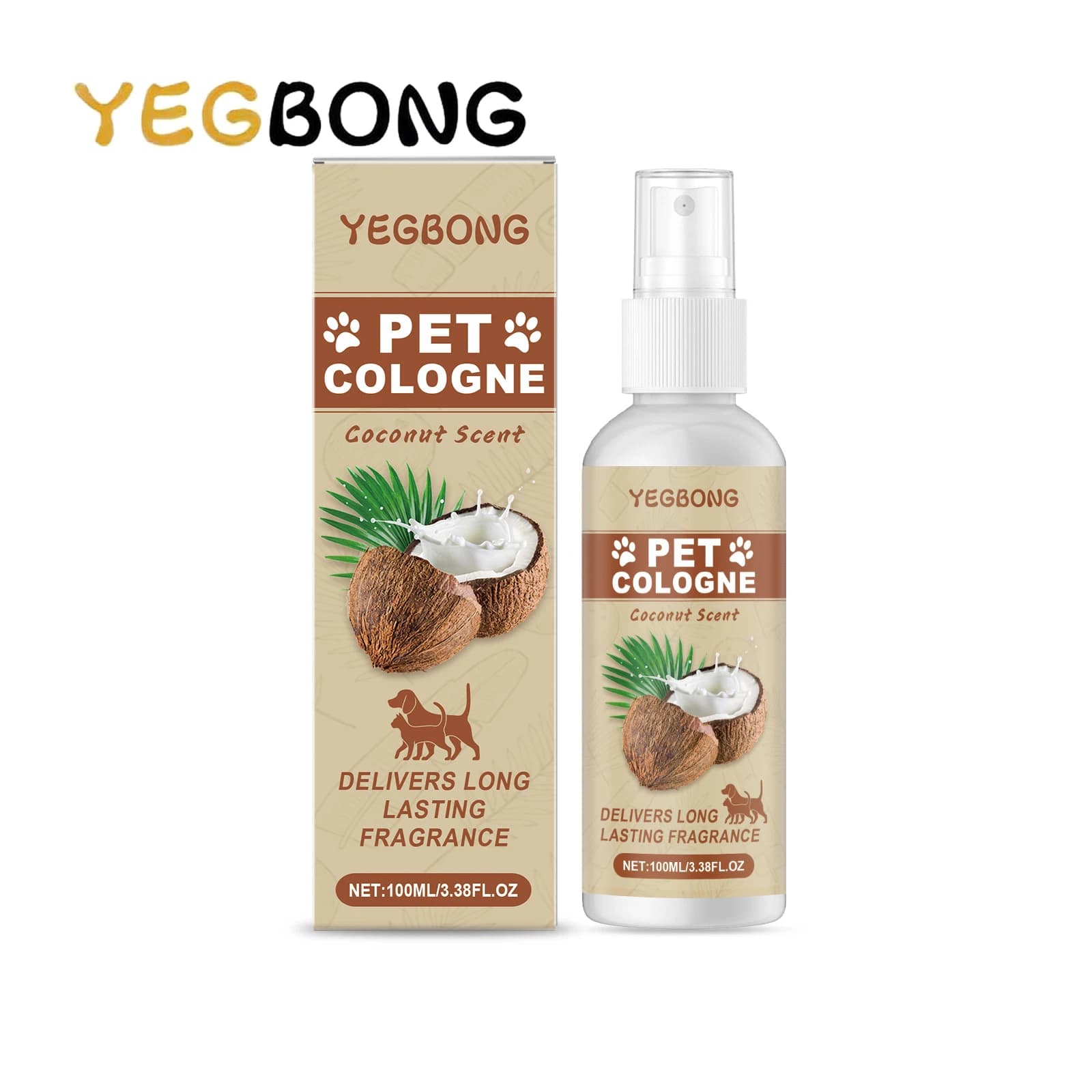 YEGBONG 100ml Profumo di cocco Eliminatore di odori di animali domestici Spray Formula naturale Neutralizza gli odori di urina Rinfrescare l'aria interna per cani Gatti