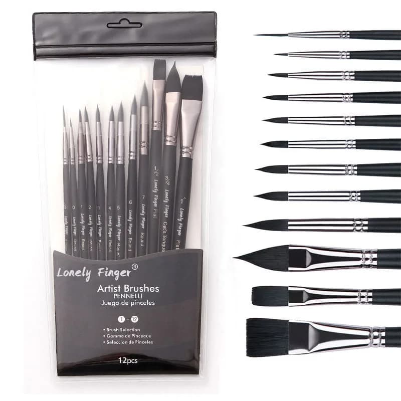 12pcs Watercolor Paint Brushes Set Professional Water Color Artist Brushes For Watercolors Acrylics Inks Gouache Oil Tempera