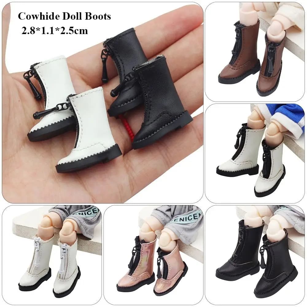 Nuove Scarpe Casual in Pelle Fatte a Mano in 5 Colori, Stivali in Pelle di Vacchetta per Bambole