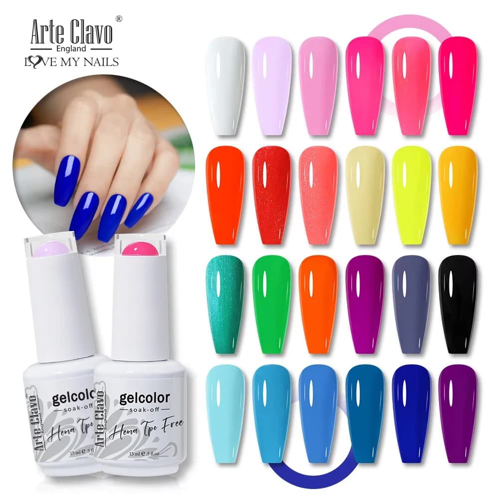 Arte Clavo 15ml Smalto Gel UV Ibrido Senza HEMA TPO Set Rosa Rosso per Unghie Fai da Te Colori Estivi Lakiery LED&UV Hybrydowe Vernis