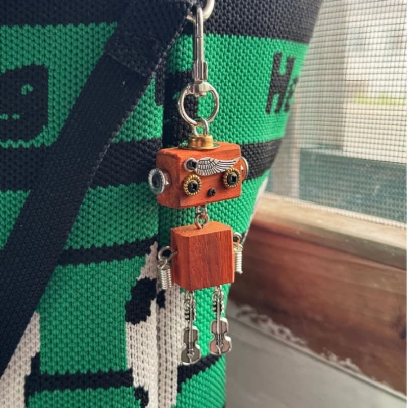 Accessori creativi per appendere borse creative portachiavi per auto robot con blocchi di legno Steampunk