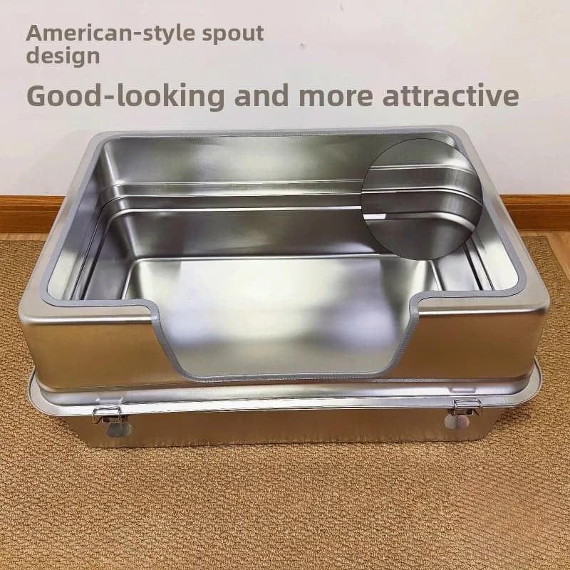 Extra Large Cat Litter Box 60cm Stainless Steel Litter Tray High Sides Cat Toilet Pan
