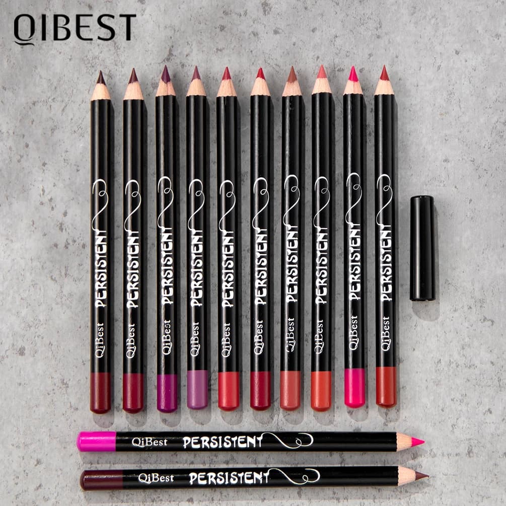QIBEST Matte Lip Liner Pencil 12 Colors Sets Long-Lasting Makeup Lipstick Precise Lipliner Lips Outline Pen Contouring For Lips