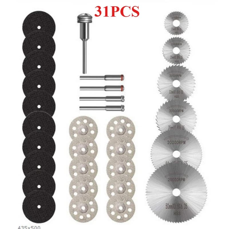31pc Dischi da taglio diamantati Levigatura Mola Lama per sega circolare Lavorazione del legno Metallo Dremel Mini Trapano Accessori per utensili rotanti