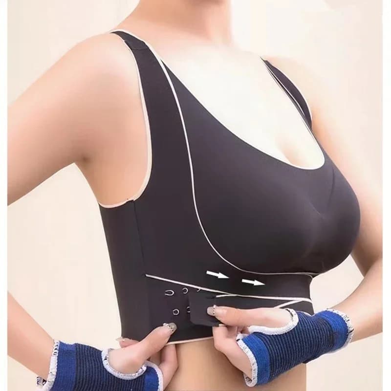 Sports Bra Top Women Front Adjustable Sportswear Gym Yoga Underwear Buckle Wireless Padded Comfy Breathable Workout Fitness Bras
