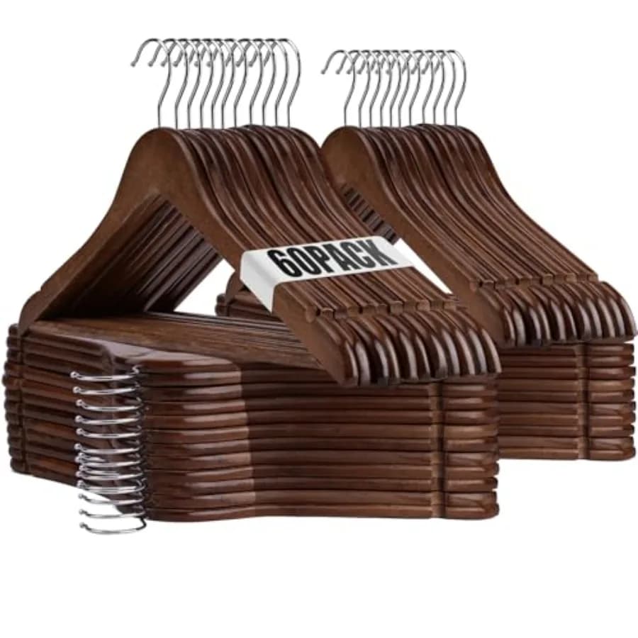 Wooden hanger - Pack - Hanger for daily use with precise carvings, ideal for wardrobes and wardrobes