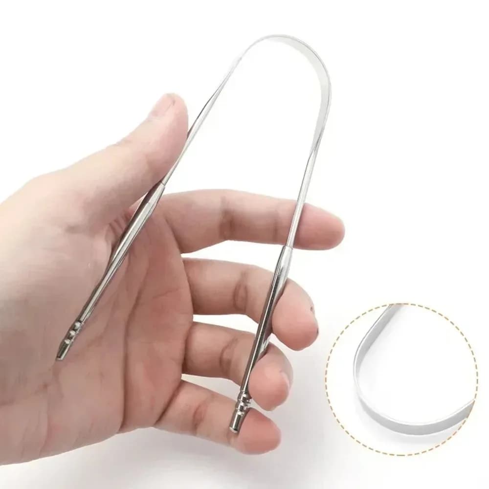 Premium Metal language scraper (1 or 3 pieces) for adults and children, stainless steel portable brushes for tongue cleaning