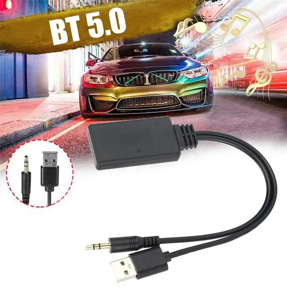 Adattatore ricevitore Adattatore wireless Bluetooth 5.0 USB + jack da 3,5 mm Audio stereo per auto Altoparlante AUX Ricevitore per cuffie Handsf B5B1