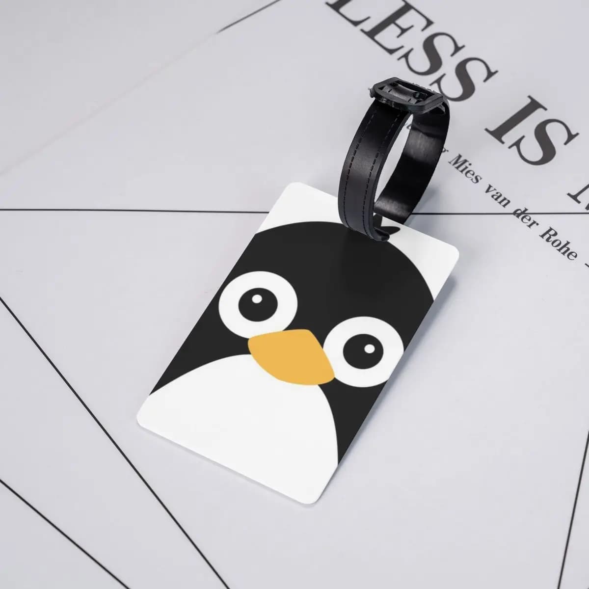 Etichette per bagagli con simpatico pinguino vettoriale, accessori per valigie, etichetta per bagaglio da viaggio, porta etichette, identificativo, nome, indirizzo