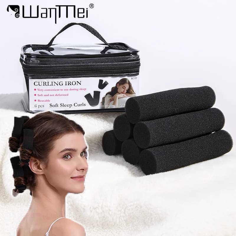 6pcs Heatless Curling Set Sponge Rod Sleeping Soft Headband Lazy Hair Curlers No Heat Sleeping Foam Rollers Styling Accessories