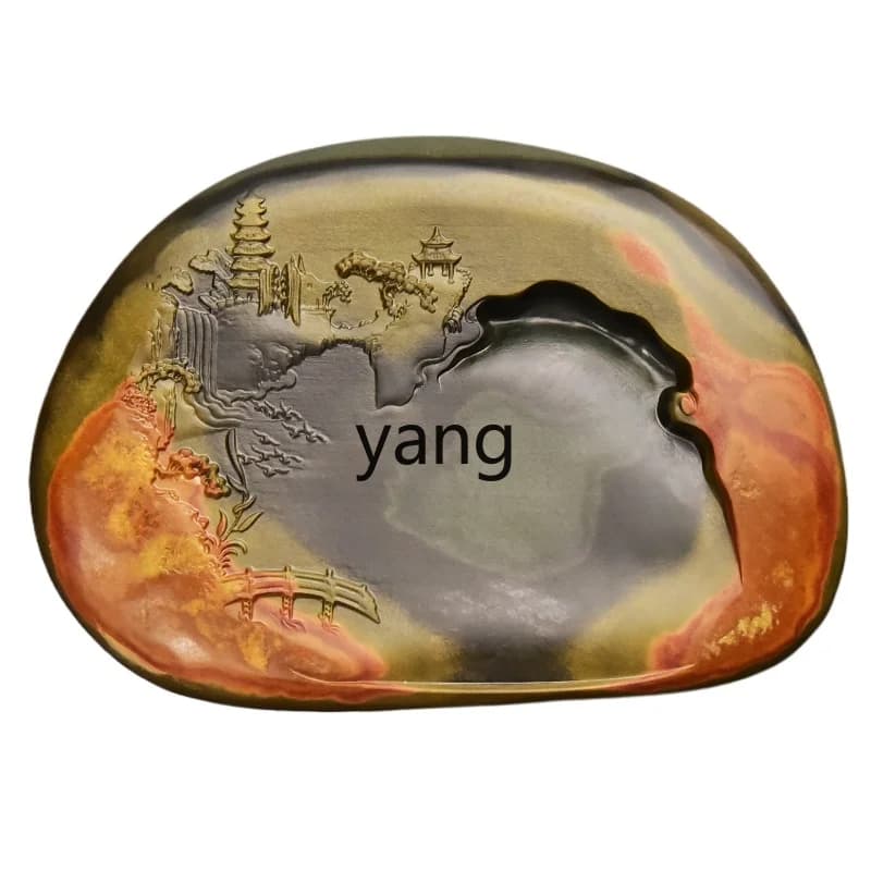 Yjq landscape flower and bird theme golden skin seeds stone rough material study four treasures collection of ink stones gift