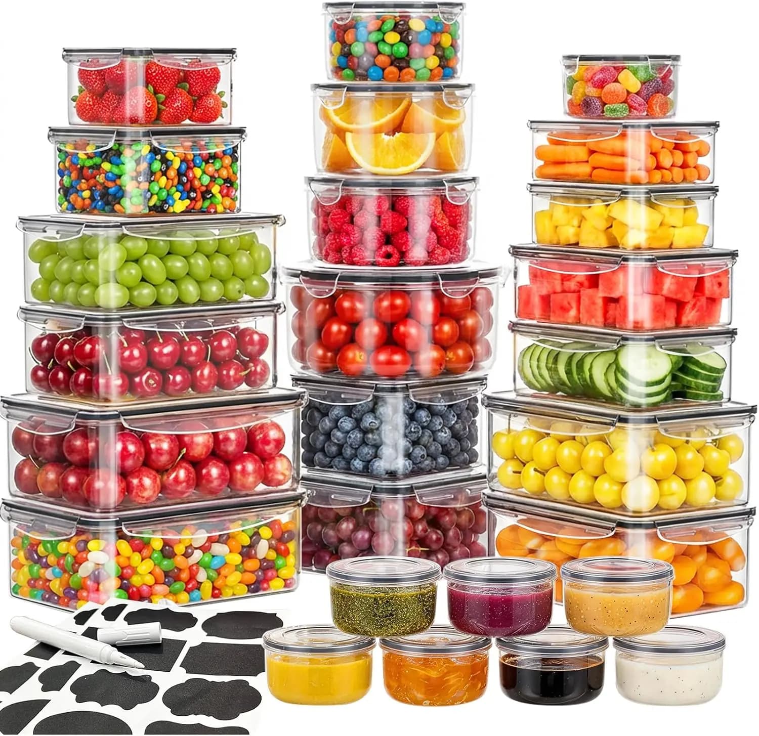 Set di 52 Contenitori per Alimenti con Coperchi Ermetici (26 Contenitori e 26 Coperchi) - Contenitori a Prova di Perdite per Preparazione Pasti e Conservazione in Cucina
