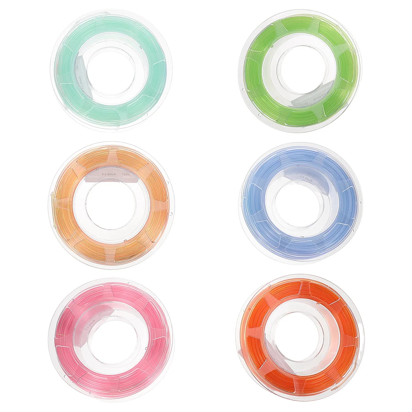 Pla Filament Bundle Transparent Pastel Multicolor 6 Rolls Clear 3D Printing Consumables for DIY Projects Crafts Printer Material