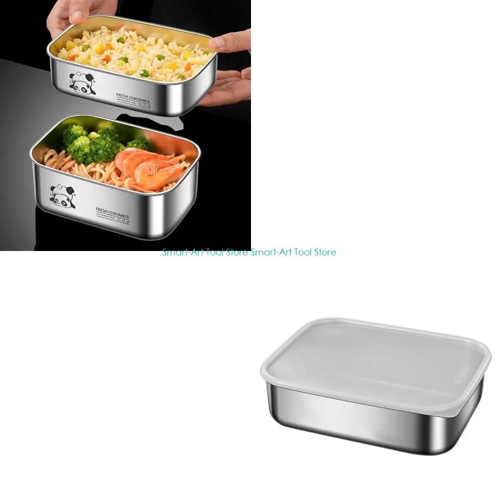 E1PB Contenitore per preparazione dei pasti in acciaio inossidabile Contenitore per alimenti con coperchio trasparente in per