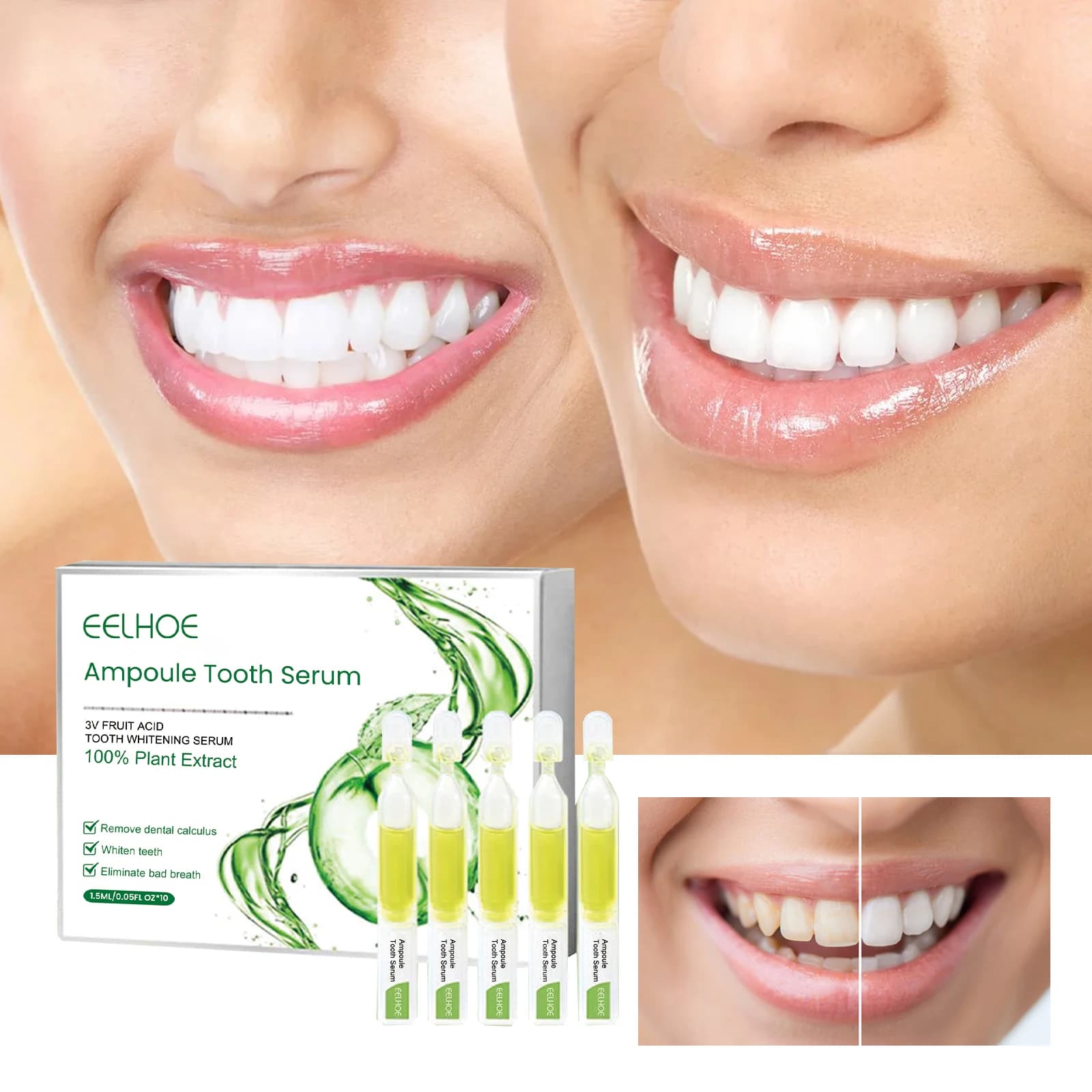 Essenza sbiancante per denti, rimuove le macchie dentali e l'alito cattivo, sbianca e lucida i denti, essenza per la pulizia orale quotidiana