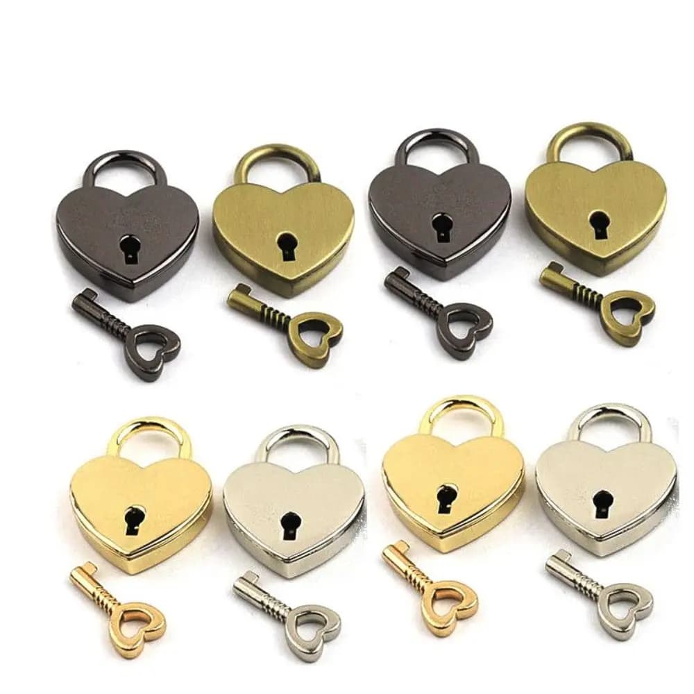 1 pz mini lucchetto in metallo vintage a forma di cuore valigia scatola per bagagli serratura a chiave con chiave