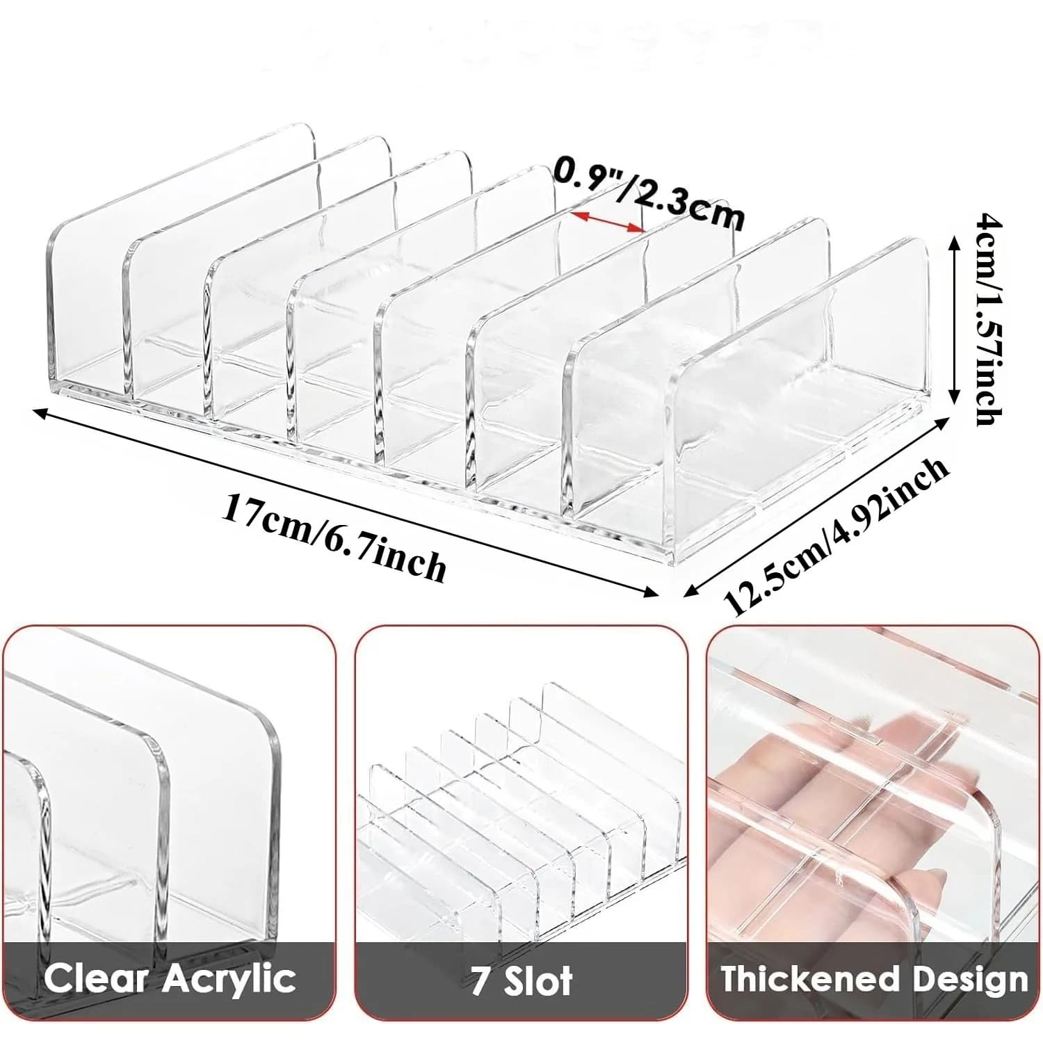 Set di 2 Contenitori Trasparenti a 7 Scomparti per DVD/CD, Organizzatore per Palette Ombretti, Portaoggetti per Cosmetici e Strumenti di Trucco