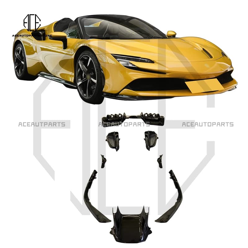 Kit corpo in fibra di carbonio a secco nero lucido stile OEM per parti di tuning del diffusore posteriore per auto Ferrari Sf90