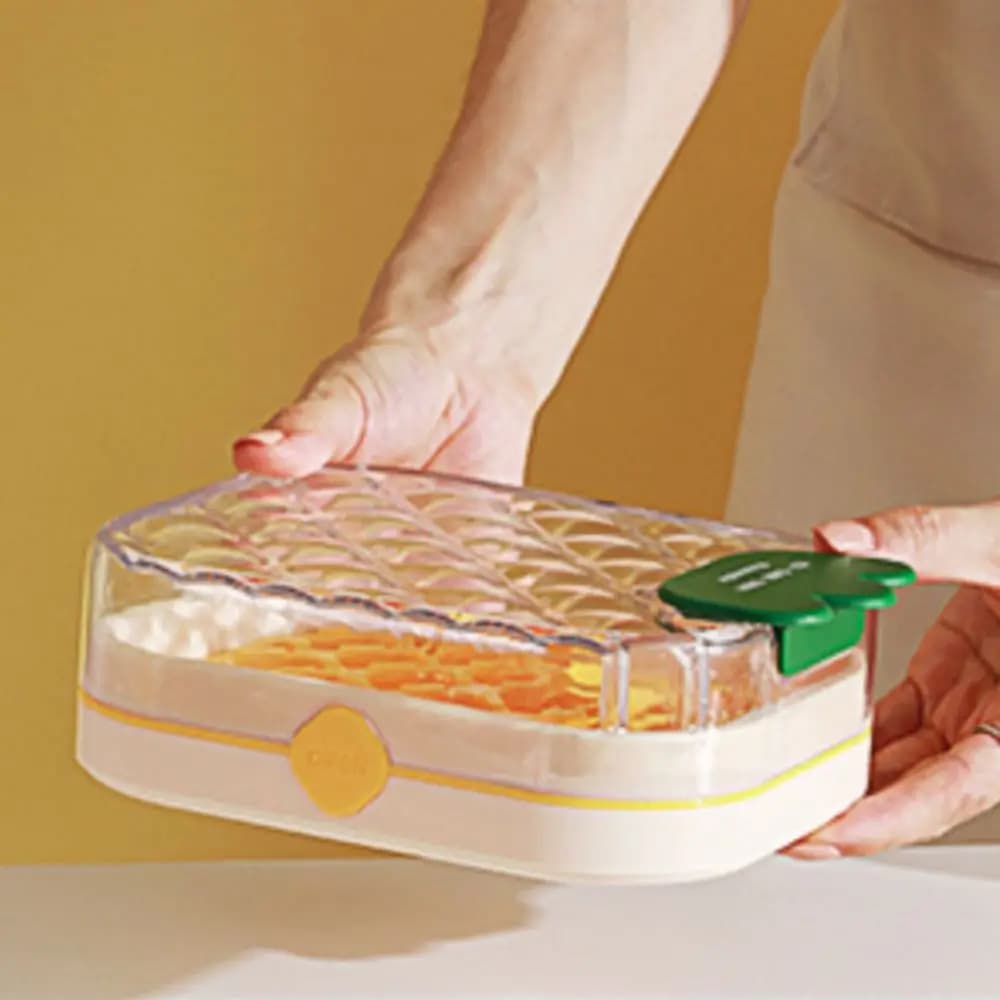 Stampo per ghiaccio a forma di frutta, tipo pressa, 28 scomparti, con fondo in silicone, facile da sformare.