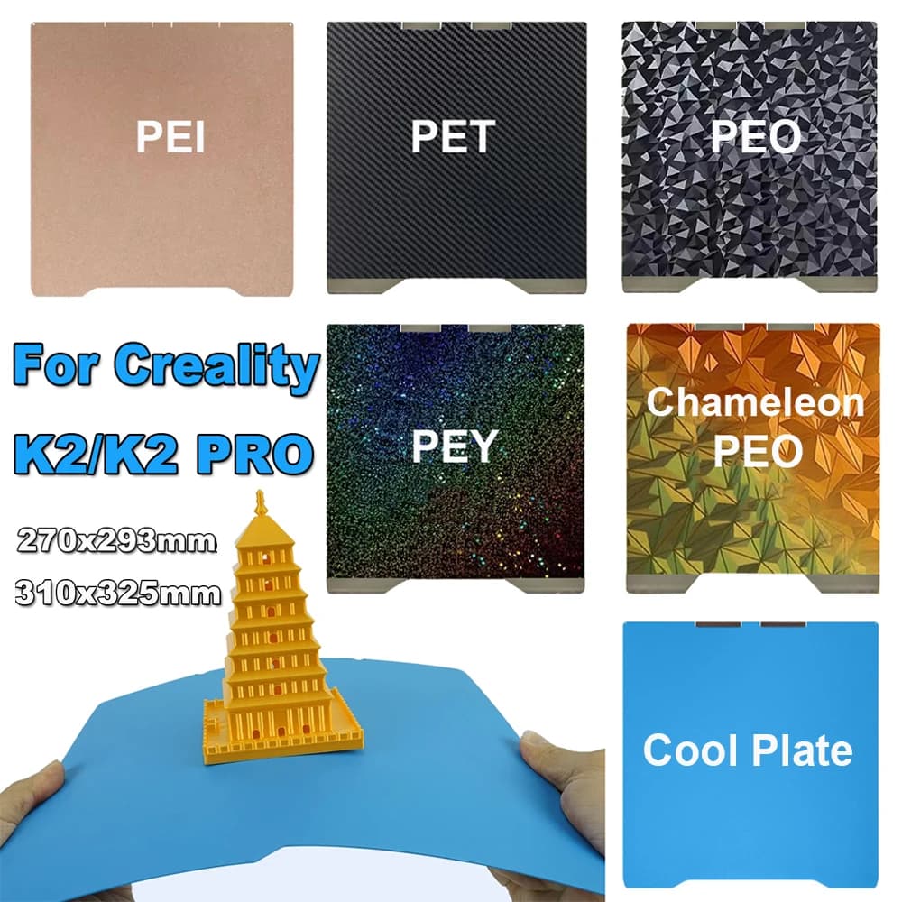 Double Face Spring Steel Sheet Cold Plate for Creality K2 K2 Pro 3D Printer Parts PEI PEY PEO PET Construction Plate for K2 Pro