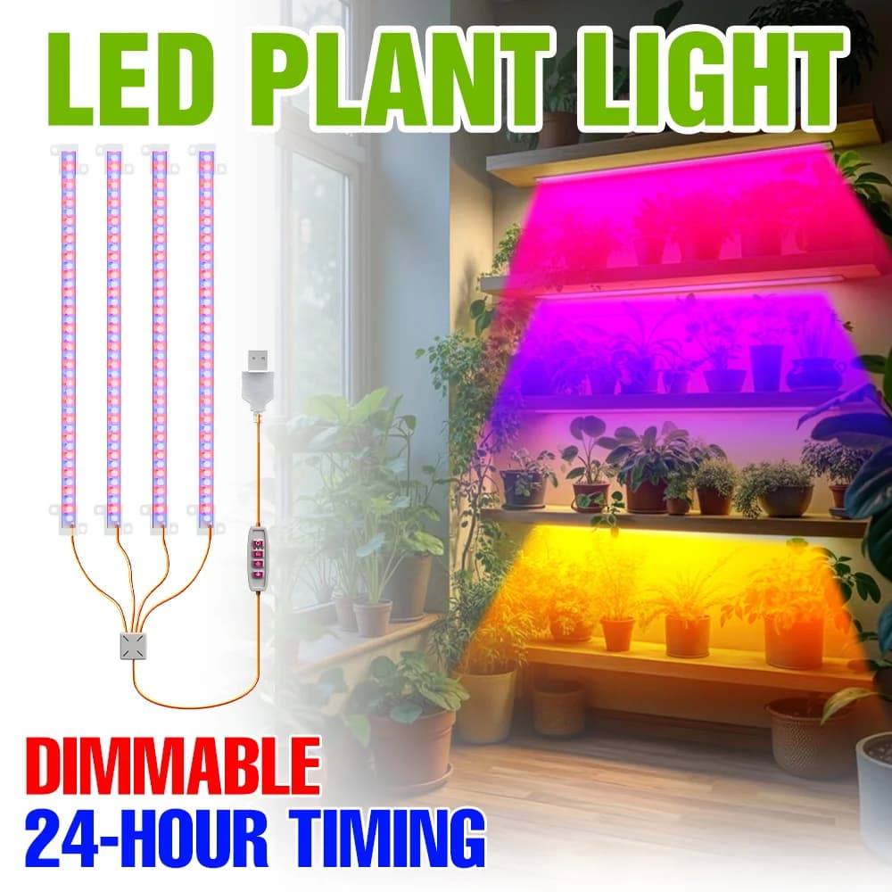Bright USB LED Bar for Indoor Plants, Dimmable Complete Spectrum, Semi Coltivation Lights, Hydroponic Serra, Flowers, Grass Plants, Growth Box
