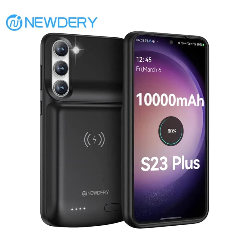 Custodia per batteria per Galaxy S23 Plus Custodia per banca di potere di ricarica wireless Potente custodia per caricabatterie portatile ricaricabile 10000mAh