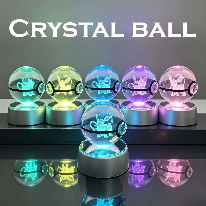 50-80MM Monster Spirit Crystal Ball 3D Ghost Gengar Dragon Night Light Bulb Glass Crystal Ball Figurine Beat Birthday Gift