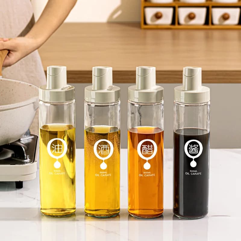 Nuovo Set di Bottiglie per Olio e Spezie da Cucina 2026, in Vetro, Anti-Goccia, per Aromi e Vino, Non Appiccicoso