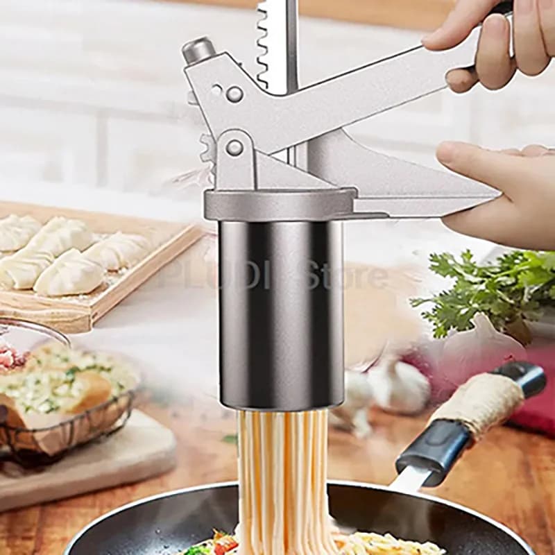 Macchina per pasta multifunzionale in acciaio inossidabile con manico in alluminio, pressa manuale per noodle, per pasta fresca, strumento di cottura