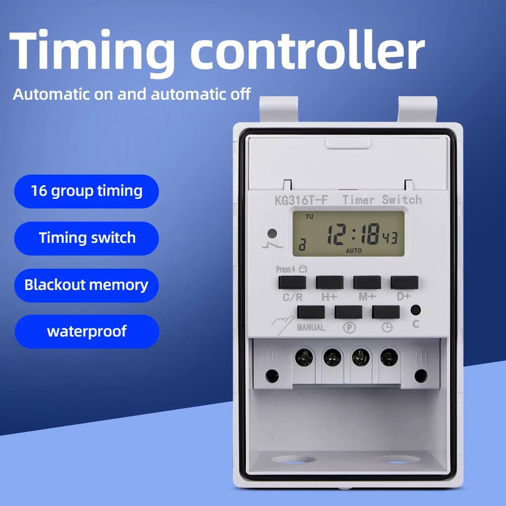 Interruttore timer digitale 220V 30A Impermeabile da parete settimanale 7 giorni timer elettronico programmabile con scatola impermeabile esterna
