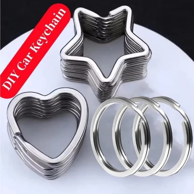 5/15 pieces stainless steel key chain set, DIY car key accessories, star shape key chain set, heart and flower